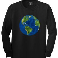Earth Globe Mens Long Sleeve T-Shirt