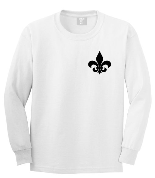Fleur De Lis Chest Mens Long Sleeve T-Shirt - Image 2