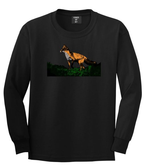 Fox In The Grass Painted Art Long Sleeve T-Shirt - Image 2