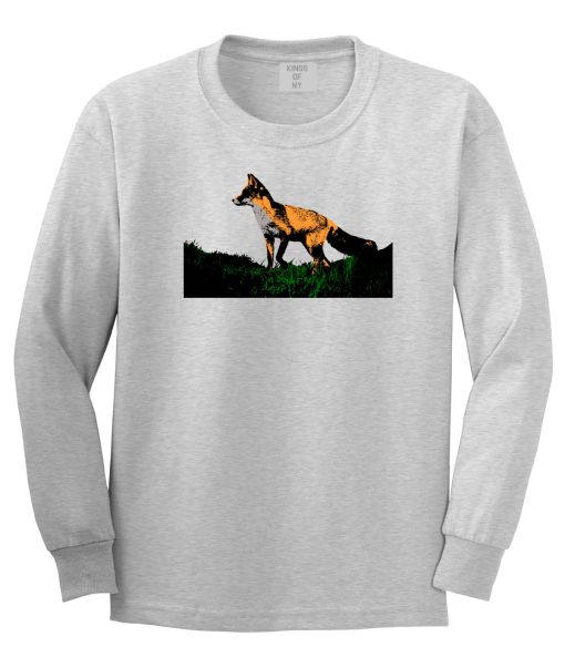 Fox In The Grass Painted Art Long Sleeve T-Shirt - Image 3