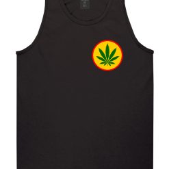 Ganja Green Weed Leaf Chest Mens Tank Top Shirt