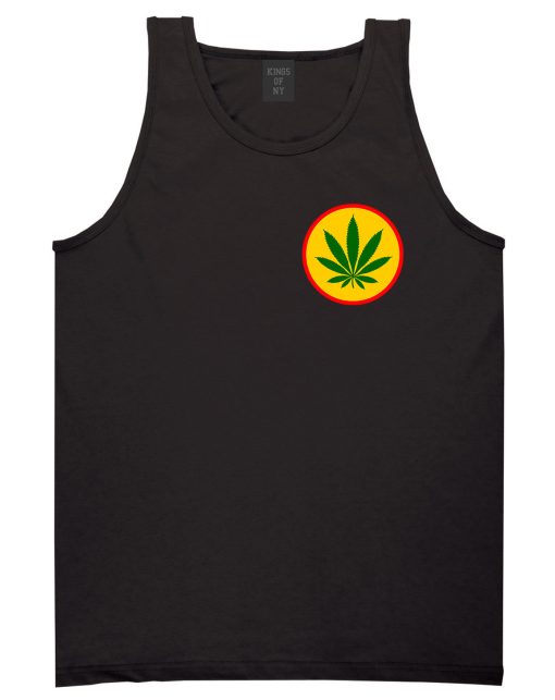 Ganja Green Weed Leaf Chest Mens Tank Top Shirt