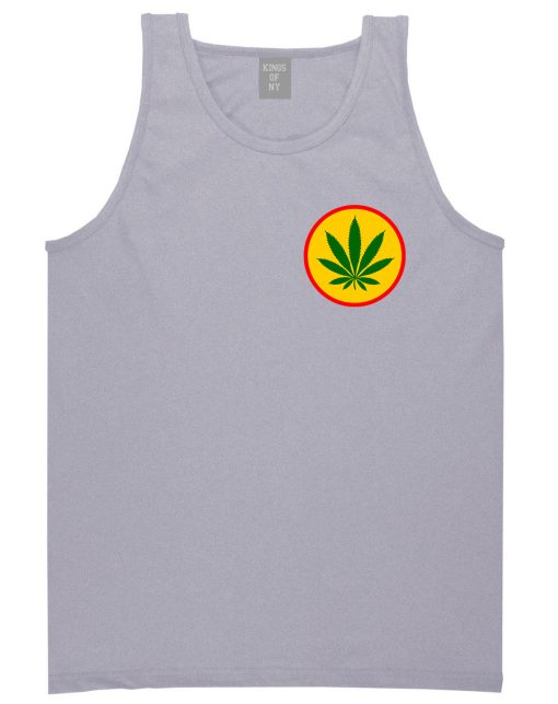 Ganja Green Weed Leaf Chest Mens Tank Top Shirt - Image 3