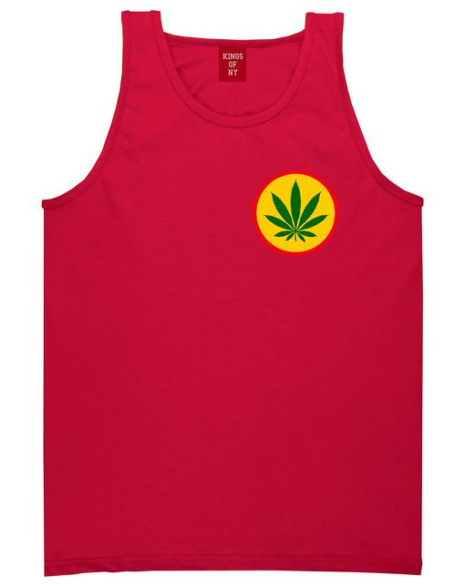 Ganja Green Weed Leaf Chest Mens Tank Top Shirt - Image 4