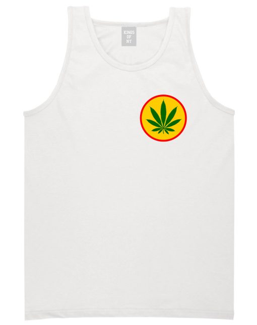 Ganja Green Weed Leaf Chest Mens Tank Top Shirt - Image 2