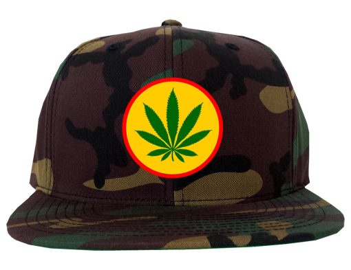 Ganja Green Weed Leaf Chest Mens Snapback Hat - Image 5