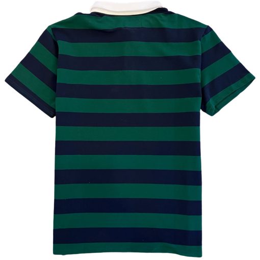 Green And Navy Blue Striped Mens Short Sleeve Rugby Shirt - Image 2