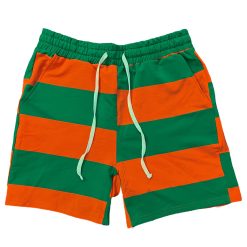 Green And Orange Striped Mens Rugby Shorts