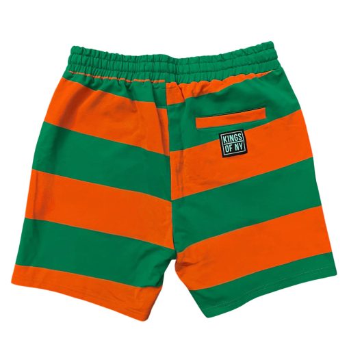 Green And Orange Striped Mens Rugby Shorts - Image 2