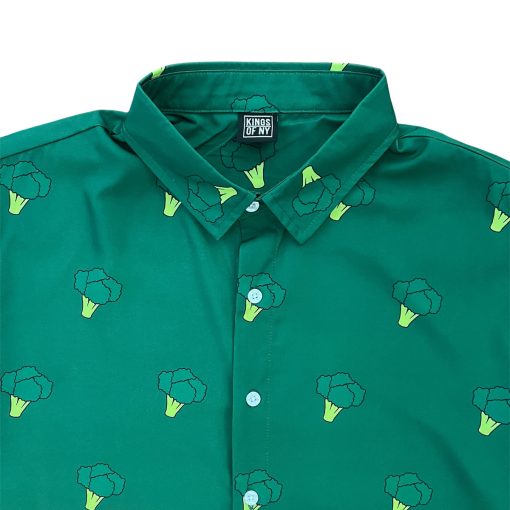 Green Broccoli Men’s Short Sleeve Button Down Shirt - Image 3