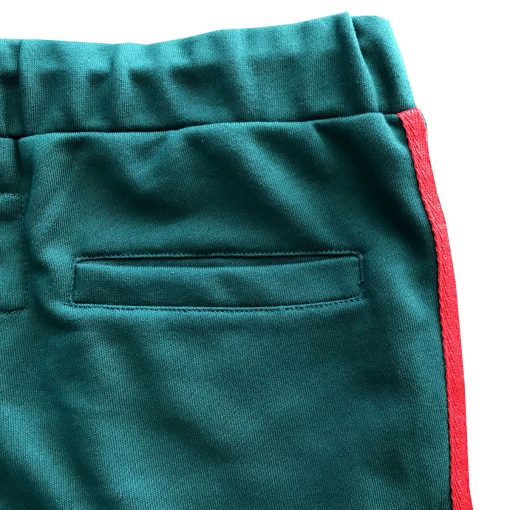 Green with Red Stripes Skinny Fit Jogger Sweatpants - Image 3