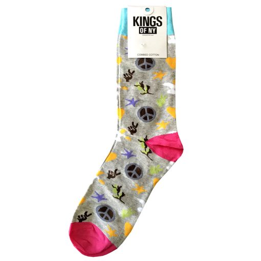 Grey Peace Sign Symbol 70s Mens Cotton Socks