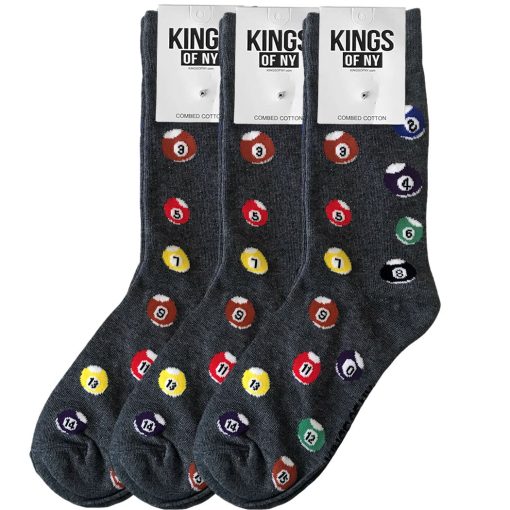 Pool Table Billiard Balls Casual Black Cotton Socks - Image 2