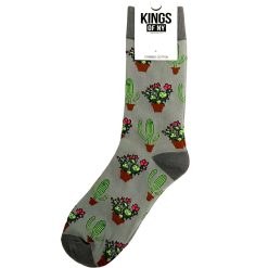 Grey Prickly Pear Cactus Mens Cotton Socks