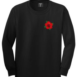 Hibiscus Flower Chest Mens Long Sleeve T-Shirt