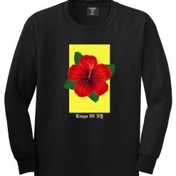 Hibiscus Flower Red Yellow Mens Long Sleeve T-Shirt