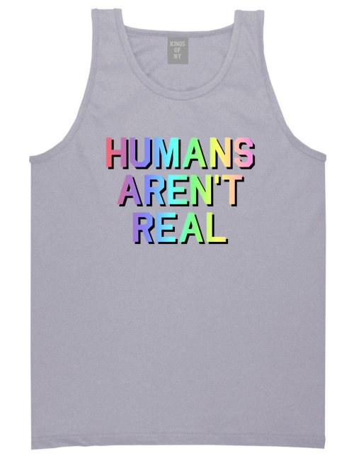 Humans Arent Real Tie Dye Hippie Rave Mens Tank Top T-Shirt - Image 3