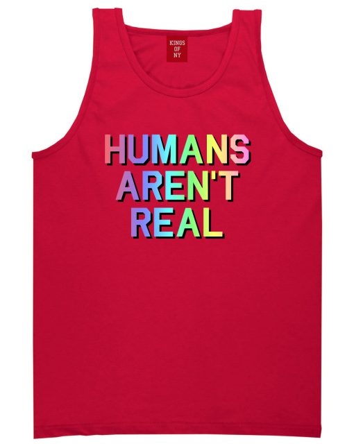 Humans Arent Real Tie Dye Hippie Rave Mens Tank Top T-Shirt - Image 4