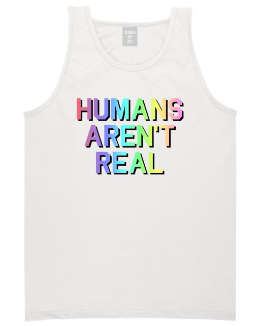 Humans Arent Real Tie Dye Hippie Rave Mens Tank Top T-Shirt - Image 2