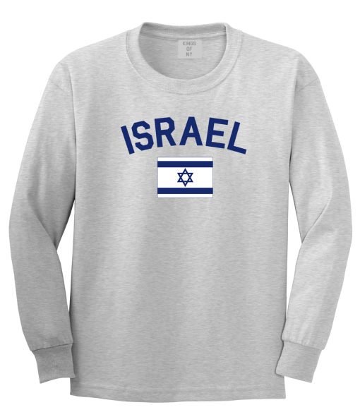 Israel With Israeli Flag Star Mens Long Sleeve T-Shirt - Image 3