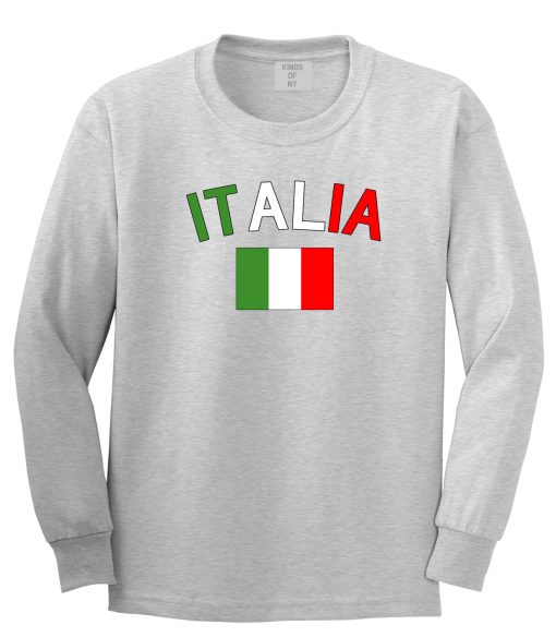 Italia With Flag Italy Futbol Mens Long Sleeve T-Shirt - Image 3