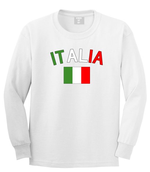 Italia With Flag Italy Futbol Mens Long Sleeve T-Shirt - Image 2