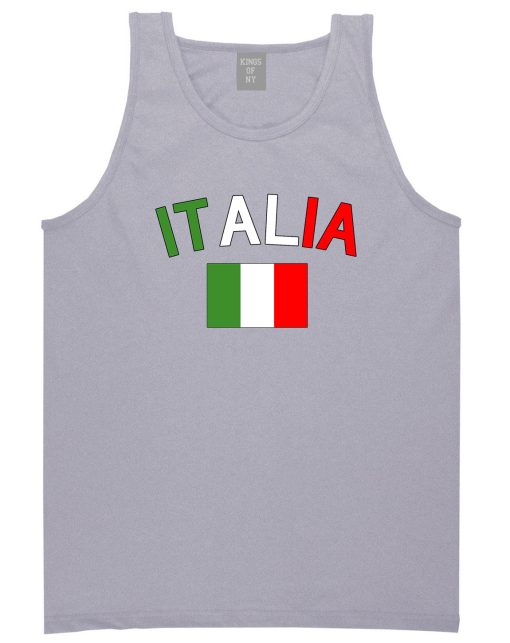 Italia With Flag Italy Futbol Mens Tank Top Shirt - Image 3