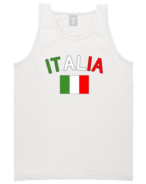 Italia With Flag Italy Futbol Mens Tank Top Shirt - Image 2