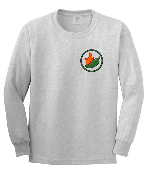 Jalapeno Hot Pepper Chest Mens Long Sleeve T-Shirt - Image 3