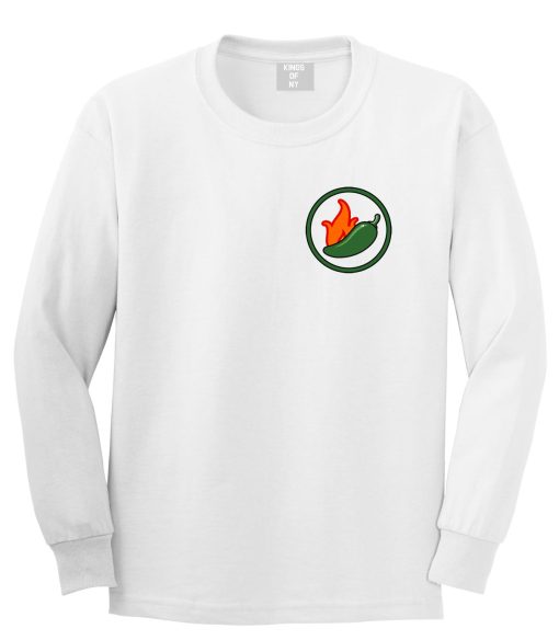 Jalapeno Hot Pepper Chest Mens Long Sleeve T-Shirt - Image 2