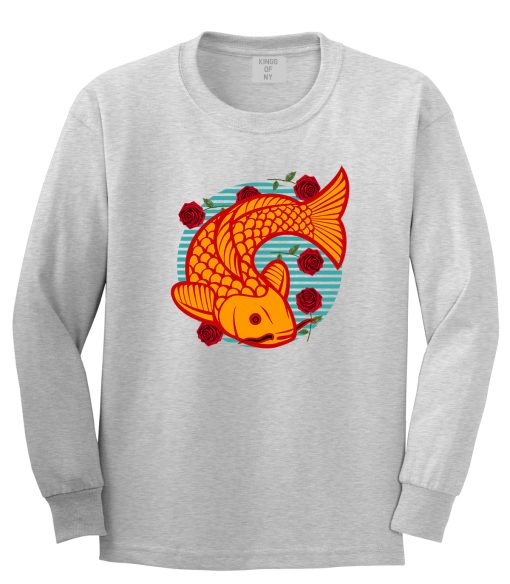 Japanese Koi Fish Print Mens Long Sleeve T-Shirt - Image 3