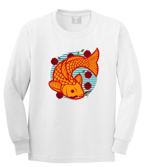 Japanese Koi Fish Print Mens Long Sleeve T-Shirt - Image 2
