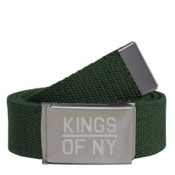Kings Of NY Army Green Canvas Military Web Mens Belt