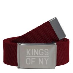 Kings Of NY Burgundy Canvas Military Web Mens Belt