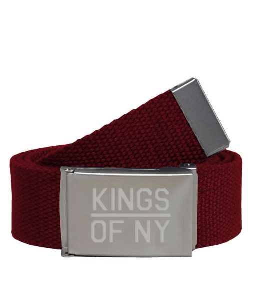 Kings Of NY Burgundy Canvas Military Web Mens Belt