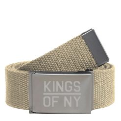 Kings Of NY Khaki Canvas Military Web Mens Belt