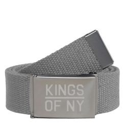 Kings Of NY Light Grey Canvas Military Web Mens Belt
