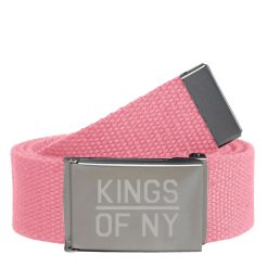Kings Of NY Light Pink Canvas Military Web Mens Belt