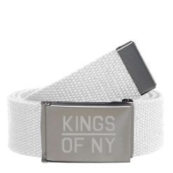 Kings Of NY White Canvas Military Web Mens Belt