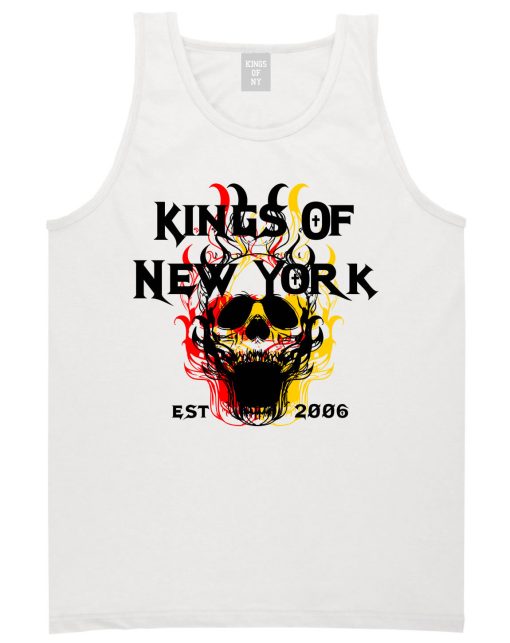 Kings Of New York Burning Skulls Mens Tank Top Shirt - Image 2