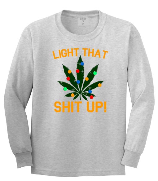 Light That Shit Up Weed Christmas Tree Mens Long Sleeve T-Shirt - Image 3