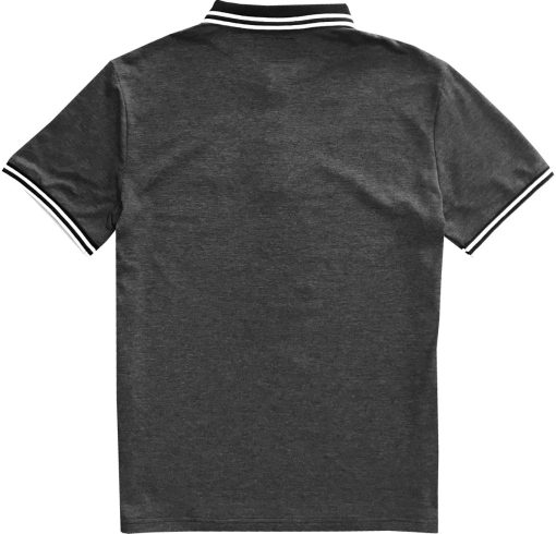 Logo Dark Grey Mens Cotton Tipped Pique Short Sleeve Polo Shirt - Image 2