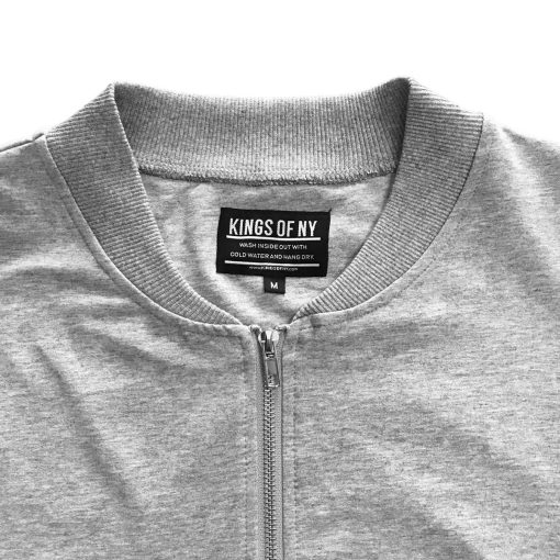 Mens Heather Grey Classic Cotton Bomber Jacket - Image 3