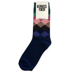 Mens Argyle Pink And Blue Cotton Socks