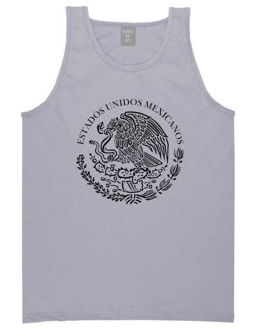 Mexico Coat Of Arms Black White Mens Tank Top T-Shirt - Image 3