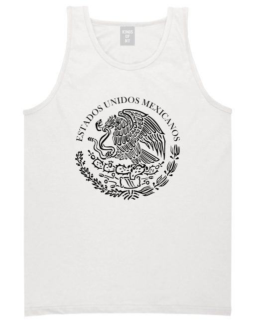 Mexico Coat Of Arms Black White Mens Tank Top T-Shirt - Image 2