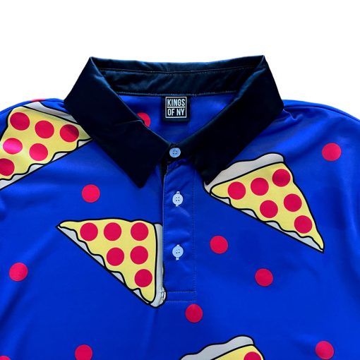 Pepperoni Pizza Pattern Mens Golf Polo Shirt - Image 3
