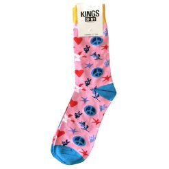 Pink Peace Sign Symbol 70s Mens Cotton Socks