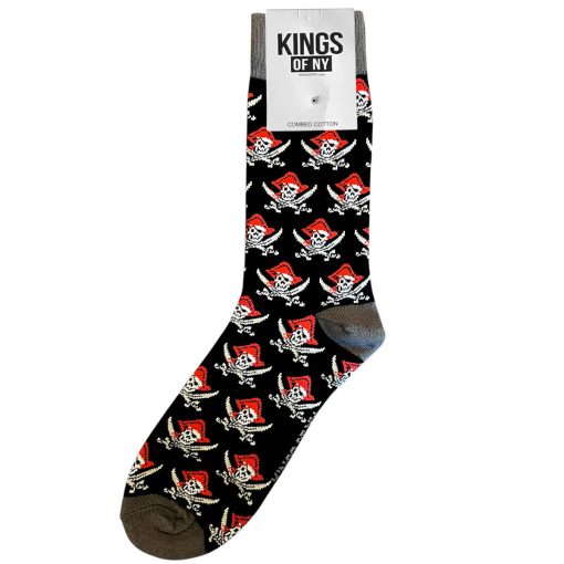 Black Pirate Skull and Swords Mens Crew Socks