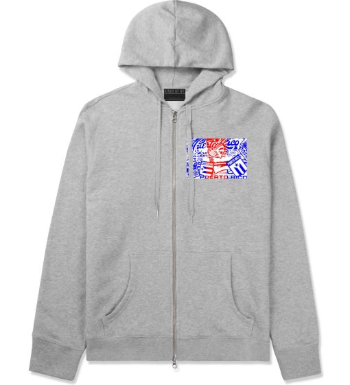 Puerto Rico Red Blue Flag Zip Up Hoodie Hoody - Image 2
